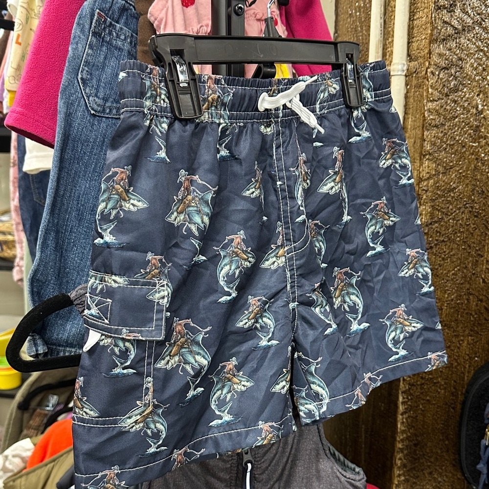 Cowkid clothing co kids swim trunks shark cowboy